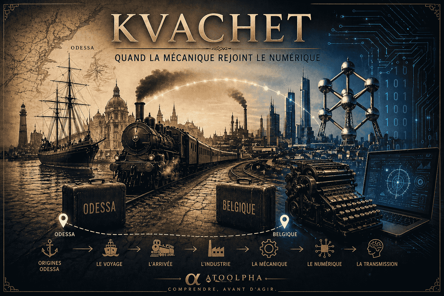 KVACHET : une adresse à Molenbeek-Saint-Jean et la mémoire industrielle de la famille Kvachet liée au matériel d’imprimerie.