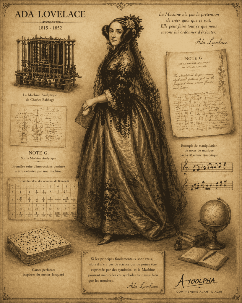 atoolpha_Portrait d'Ada Lovelace et la machine analythique