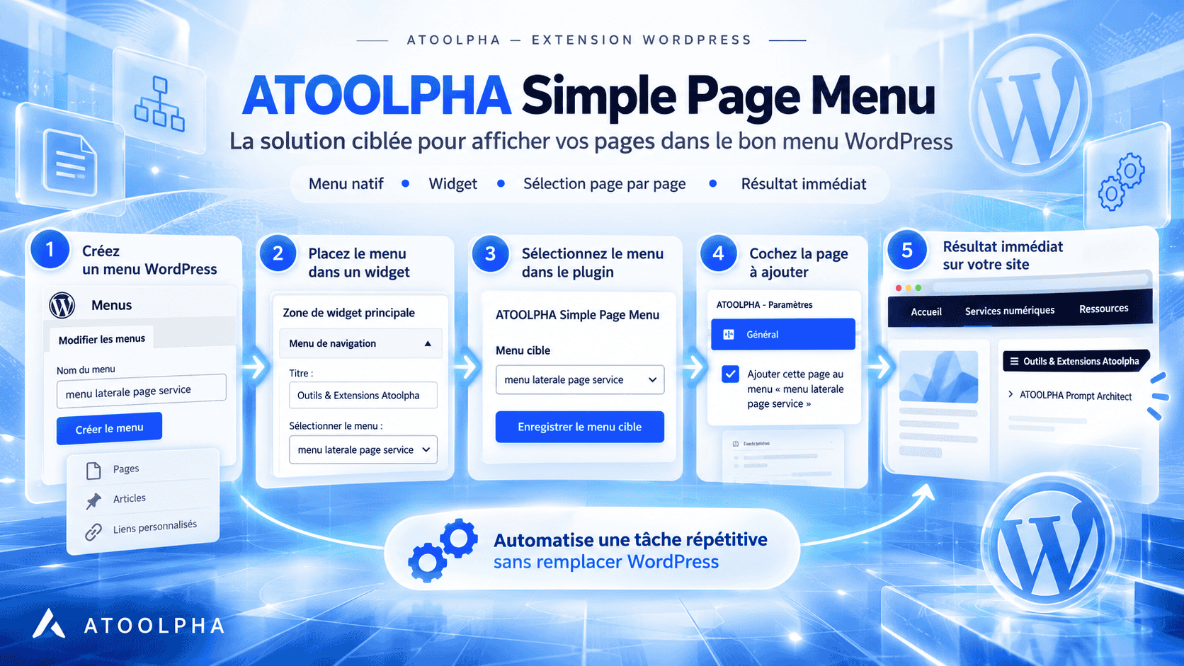 Atoolpha simple page menu